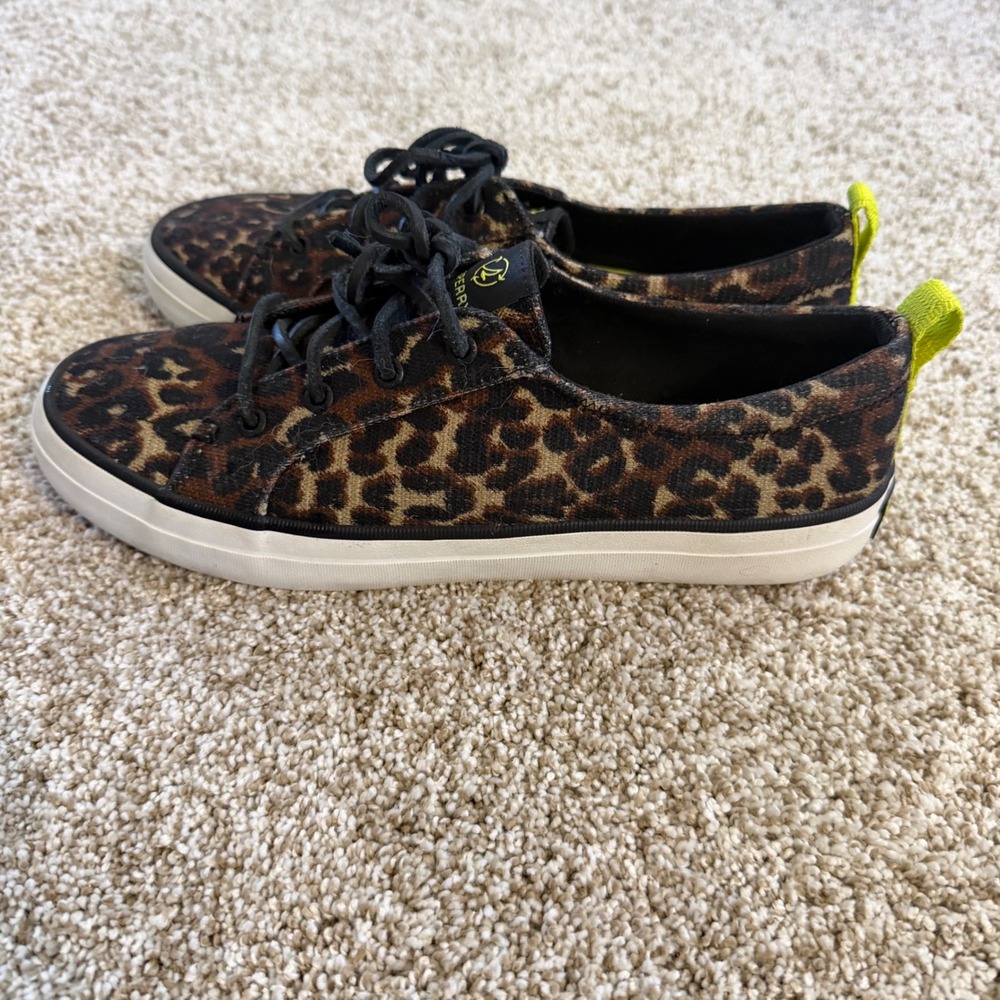 Sperry Crest Vibe SeaCycled Leopard Print Sneakers Womens 9 STS88919 Brown‎ Neon - Picture 4 of 10
